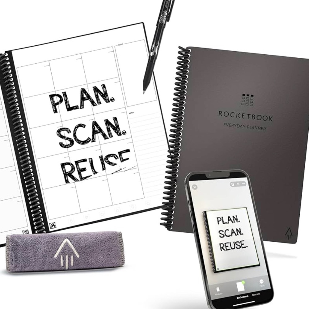 Rocketbook Note Smart Reusable Executive Planner Dot-Grid and Lined, 5" …GRAY